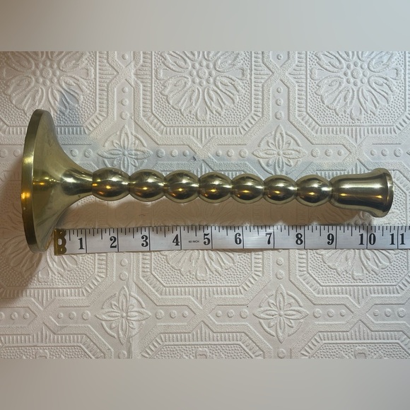 Set of 3 Vintage Knobbed Circle Brass Candlestick Holders - Picture 6 of 6
